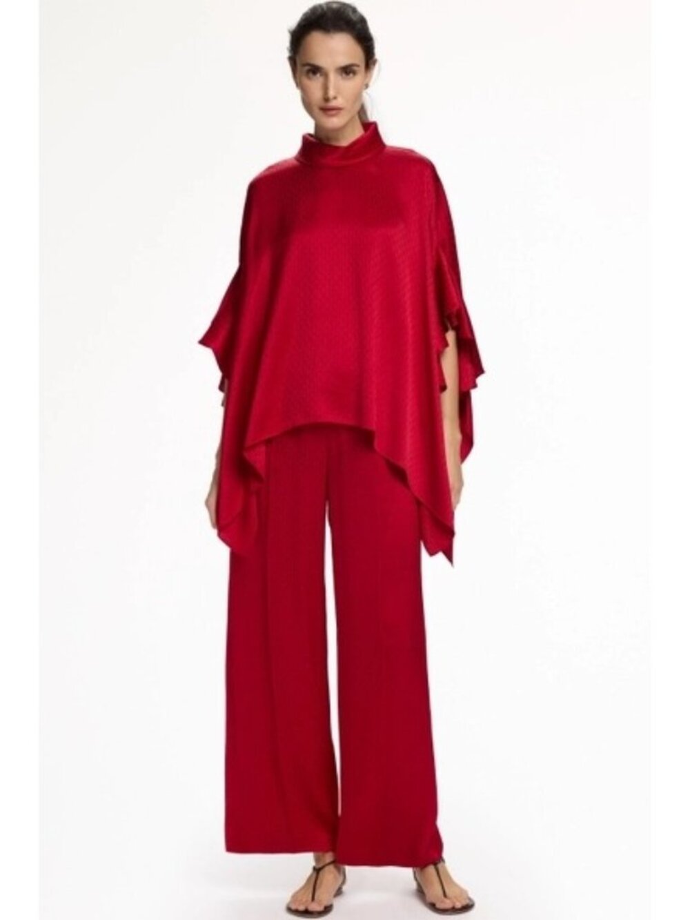 Carolina Herrera CH Jacquard Straight Leg Pyjama Style Pants Red Size XL NWT